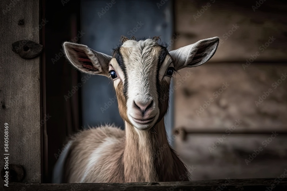 Goats are farm animals. Especially when they are young, they are interesting to watch. portrait reco