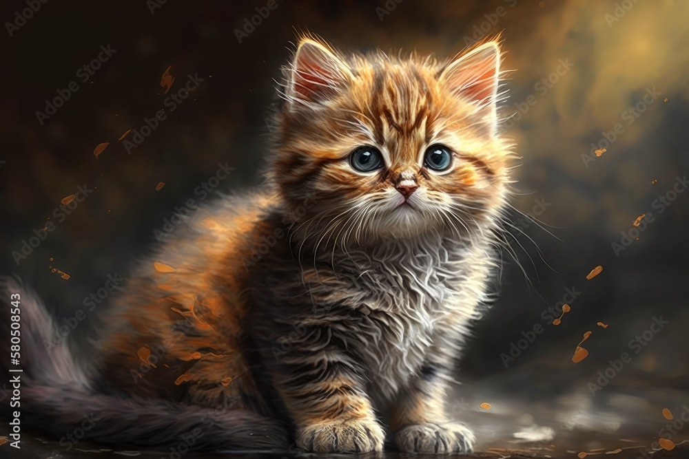 cute pet feline kitten portrait animal cat. Generative AI