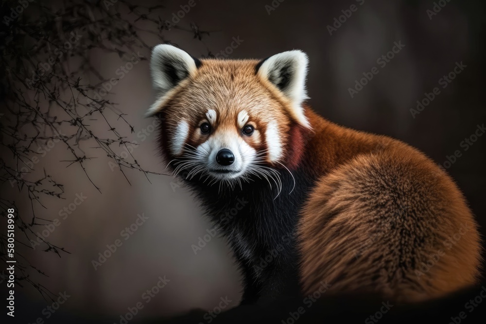 Portrait of a red panda in a zoo. Ailurus Fulgens, is a Small Mammal. Animal in Zoological Garden. G