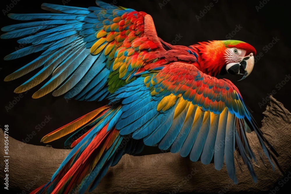 The Scarlet Macaw is a large, colorful macaw that is native to humid evergreen forests in the Americ