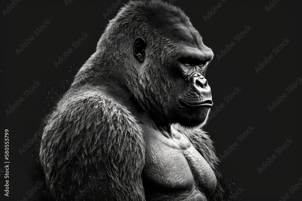 Man in the shape of a gorilla, lion, gorilla, or elephant, black and white wildlife perfect for post