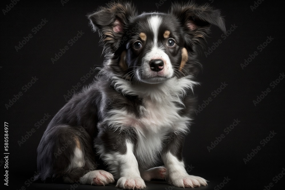 Cute photo of a dog in a studio shot on an isolated background. Generative AI