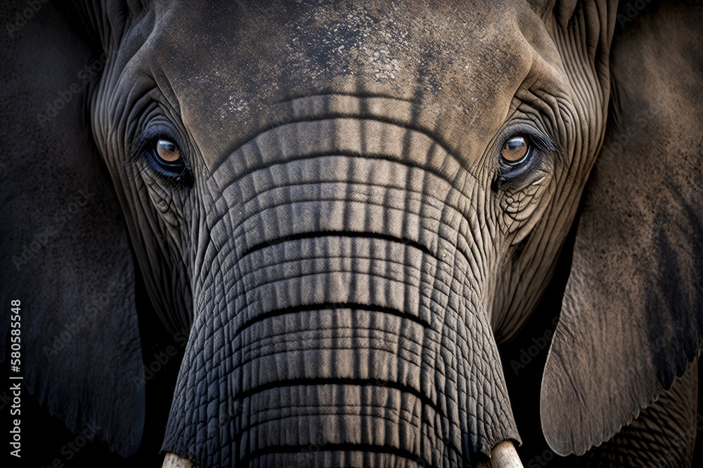 Close up of an African Elephant Portrait. Generative AI