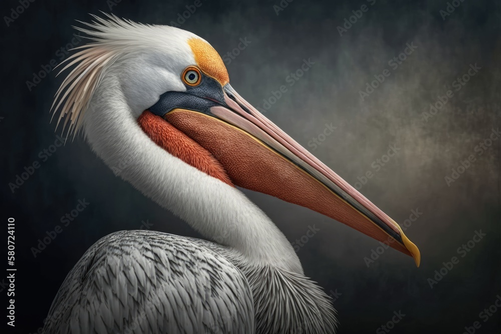 Adult Dalmatian Pelican (Pelecanus crispus). Generative AI