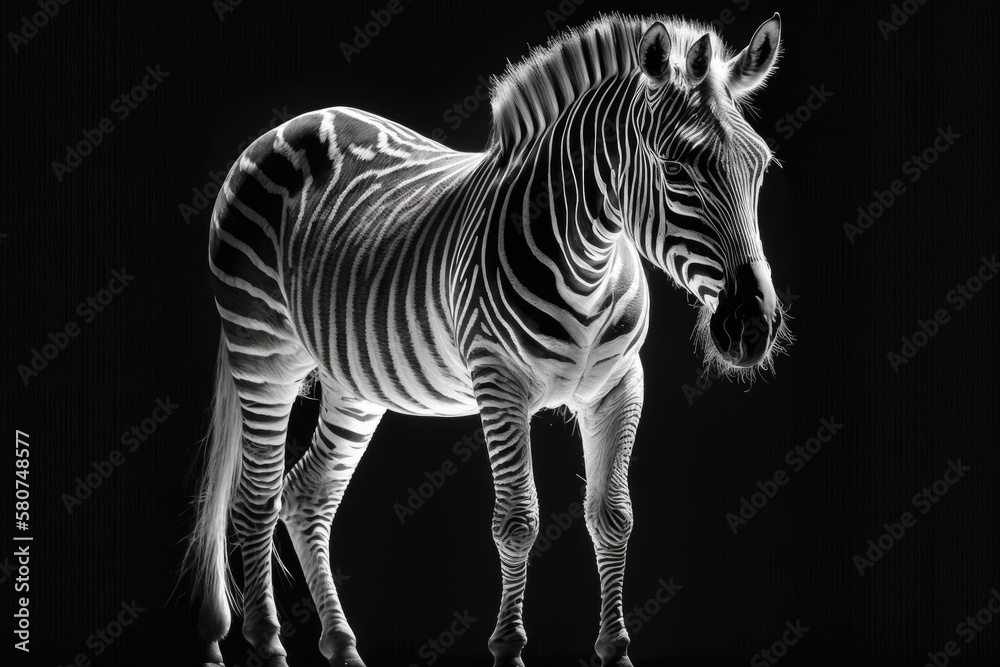 A picture of a black and white zebra. Generative AI