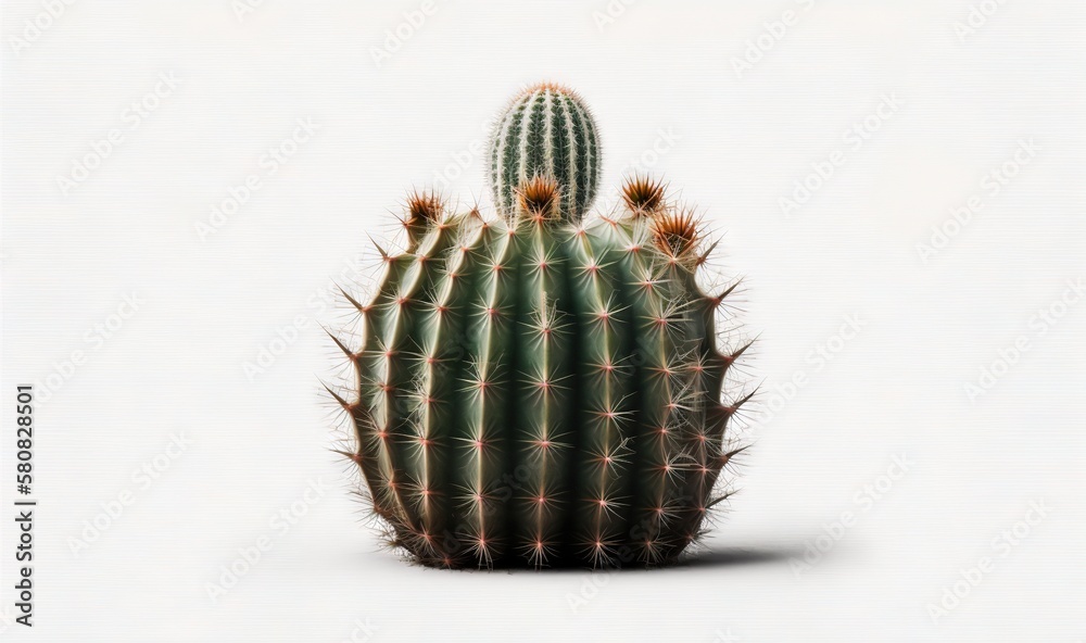  a cactus with a white background and a white back ground.  generative ai