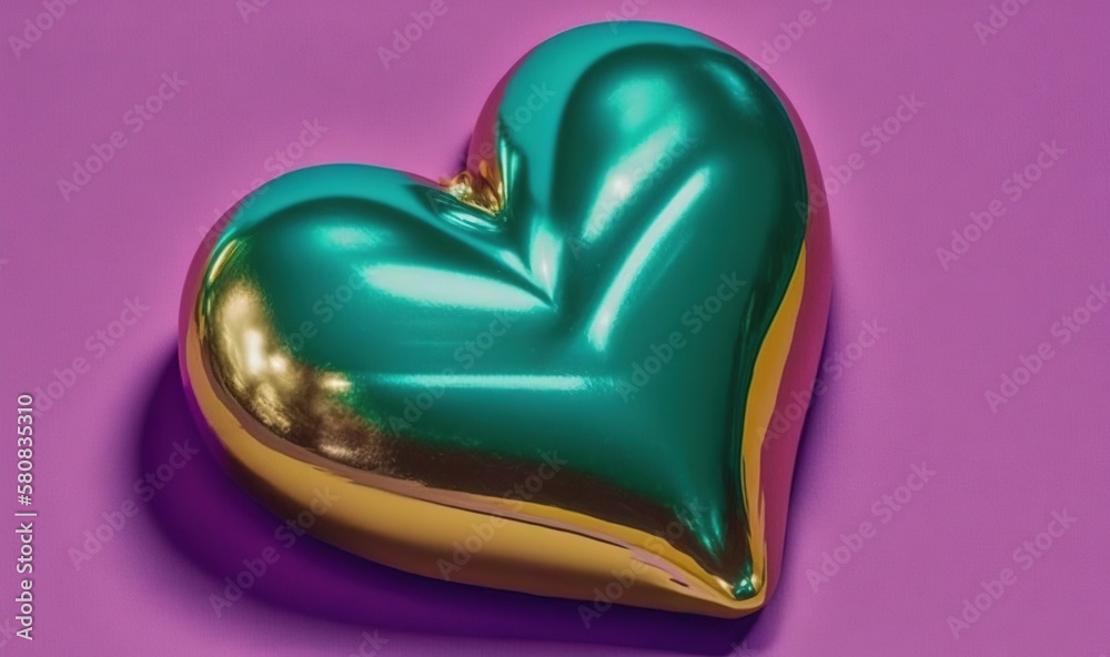  a shiny heart shaped object on a purple and pink background with a gold border around the center of