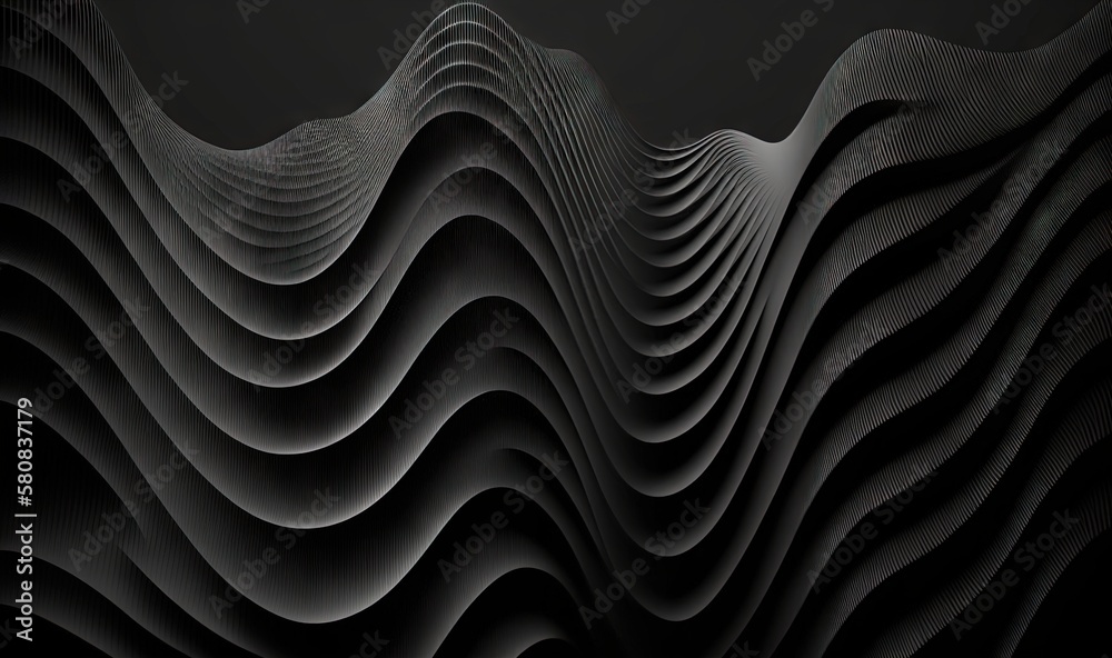  a black and white photo of a wavy wave pattern on a black background with a black background and a 