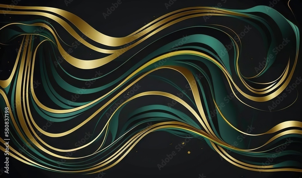  a black and gold background with wavy lines and a black background with a gold stripe on the bottom