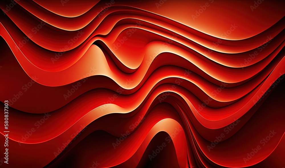  an abstract red background with wavy lines and curves in the center of the image, with a black back