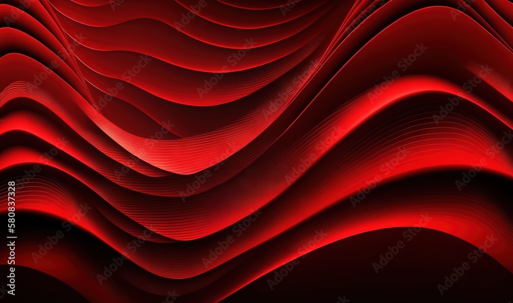  an abstract red background with wavy lines and curves in the middle of the image is a computer gene