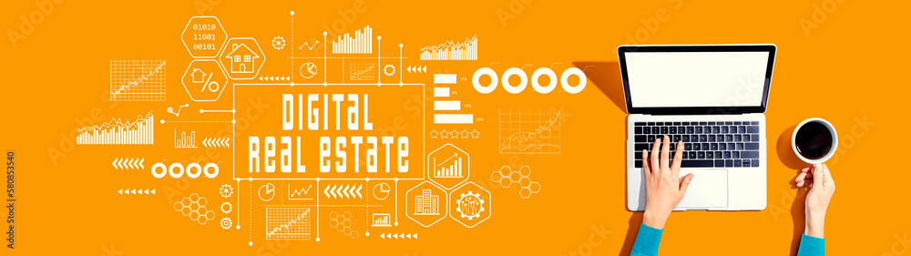 Digital Real Estate concept with person using a laptop computer