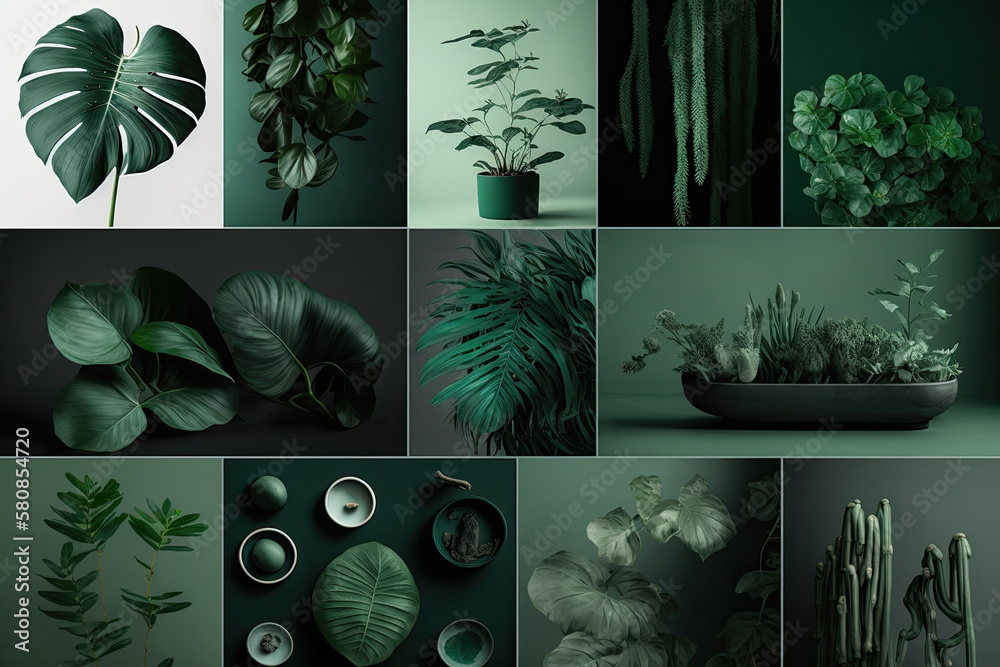 Set of trendy aesthetic photo collages. Illustration AI Generative