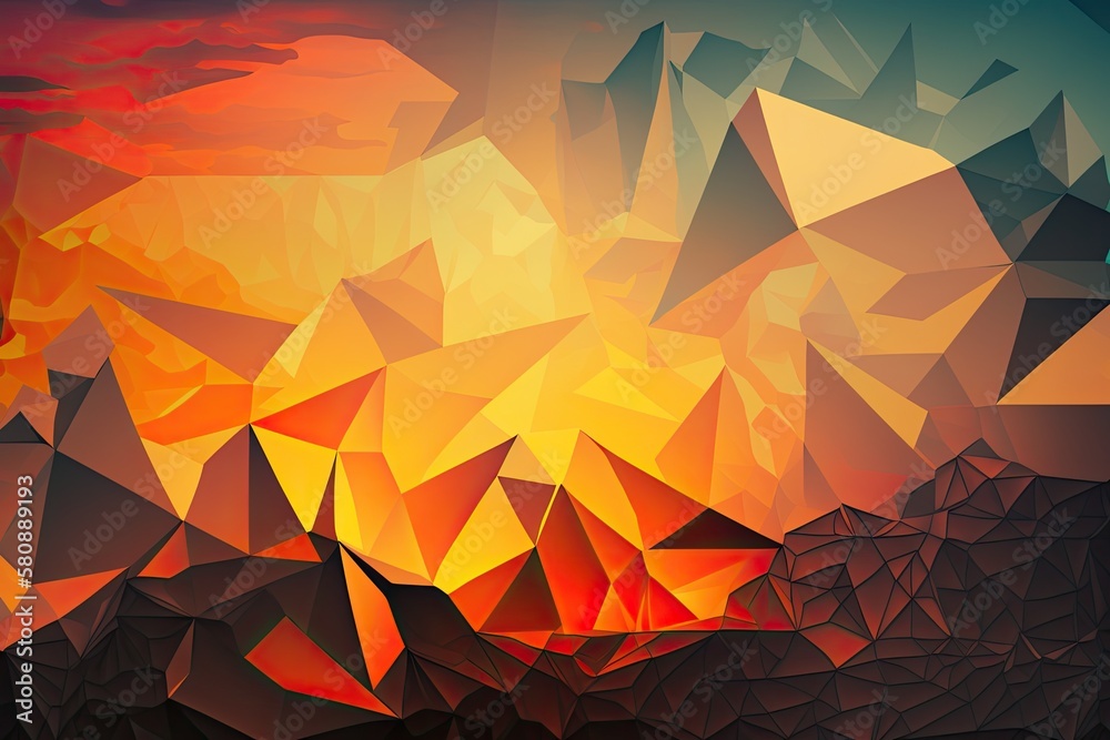 Background, backdrop, or wallpaper in polygonal abstraction. Generative AI