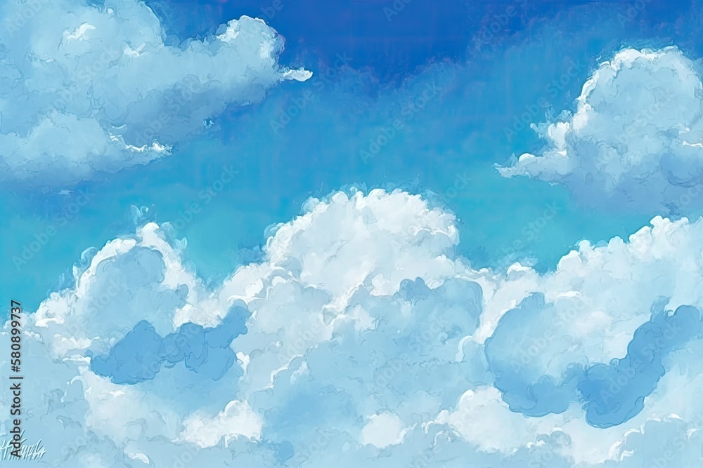 Clouds in the blue sky. Generative AI