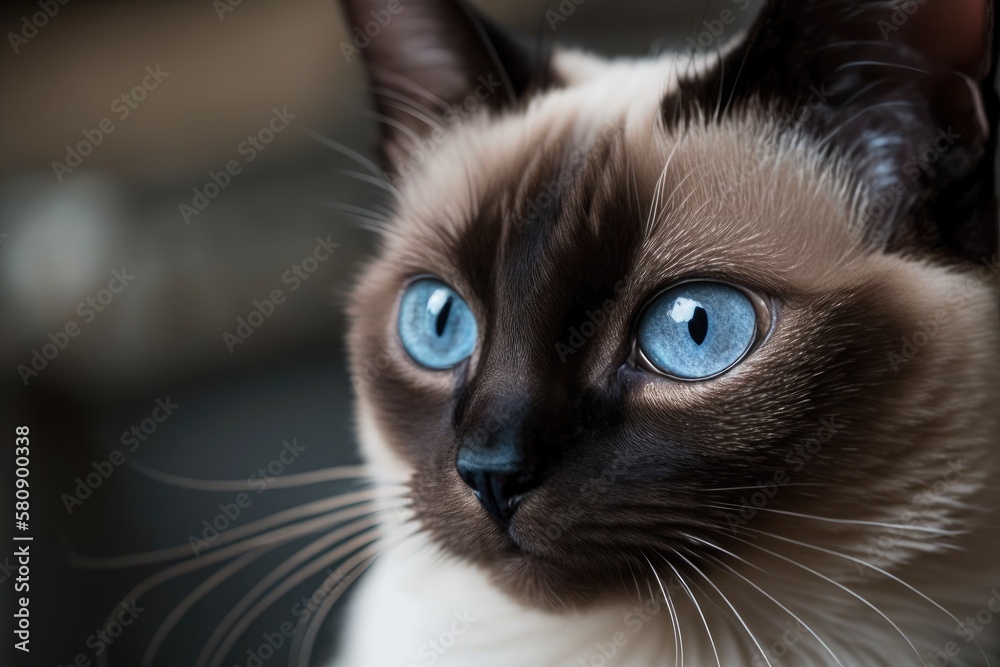 a close up of a blue eyed Siamese cat. Generative AI