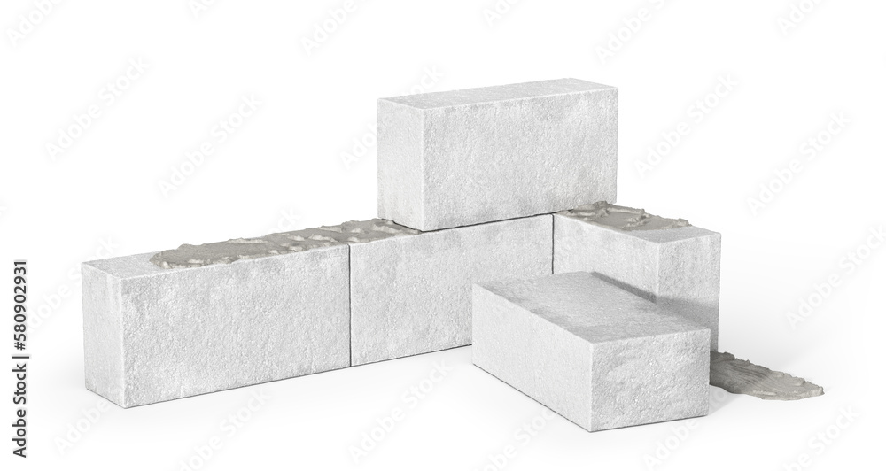 Construction blocks isolated on a white background. 3d illustration