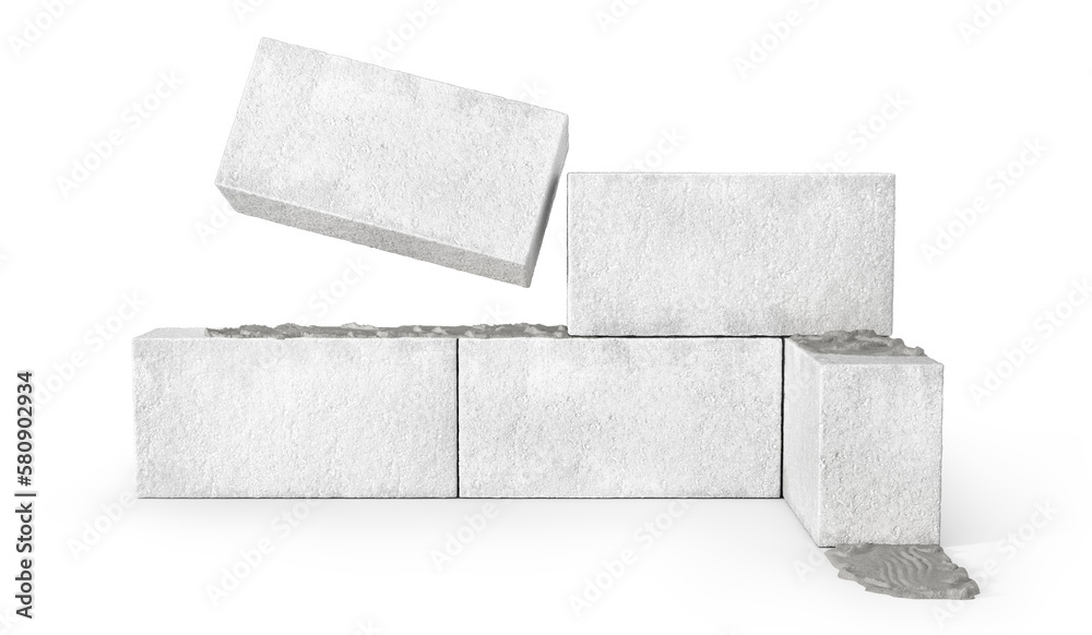 Construction blocks isolated on a white background. 3d illustration