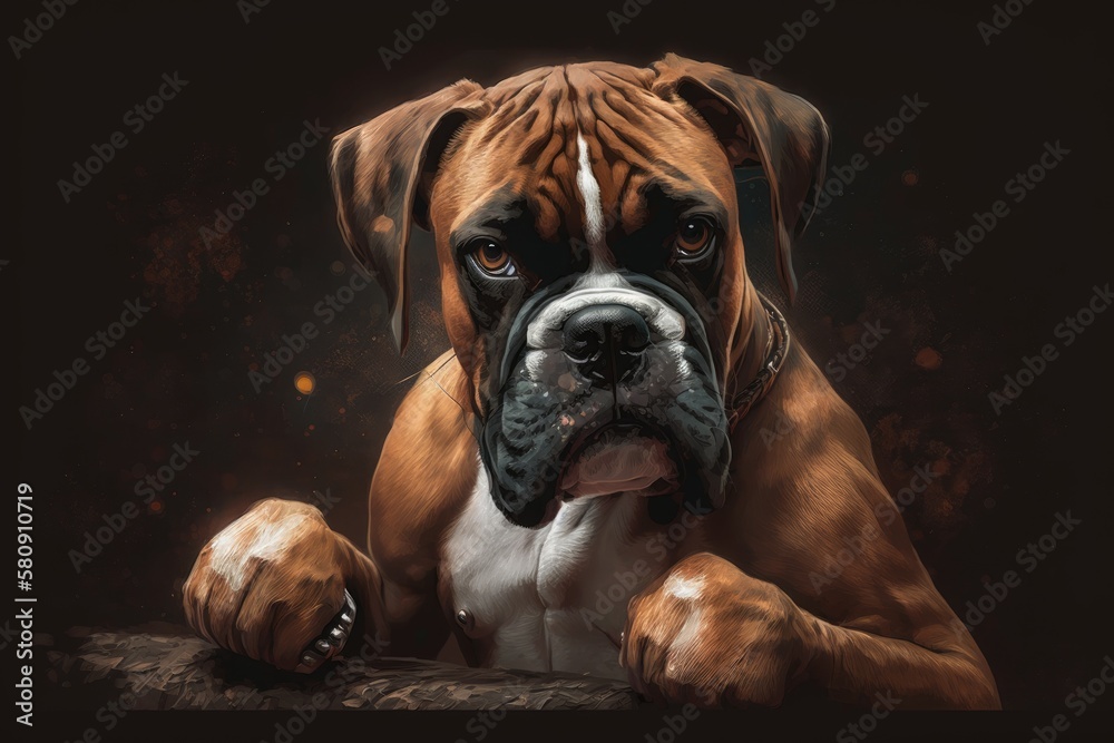 Brown Animal Latch Dog Boxer. Generative AI