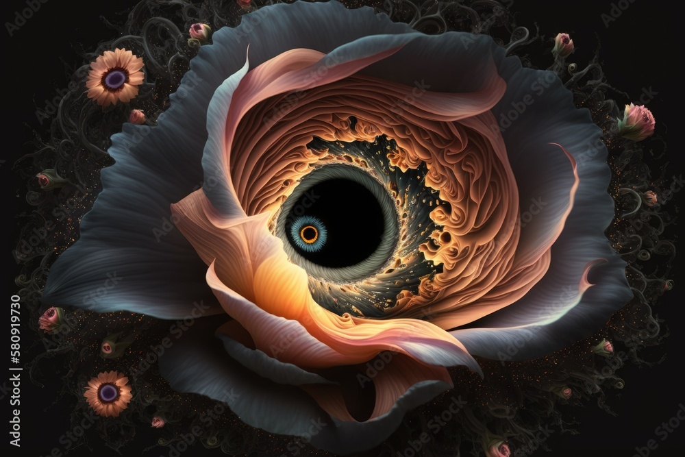 The stunning black hole blossom. Generative AI