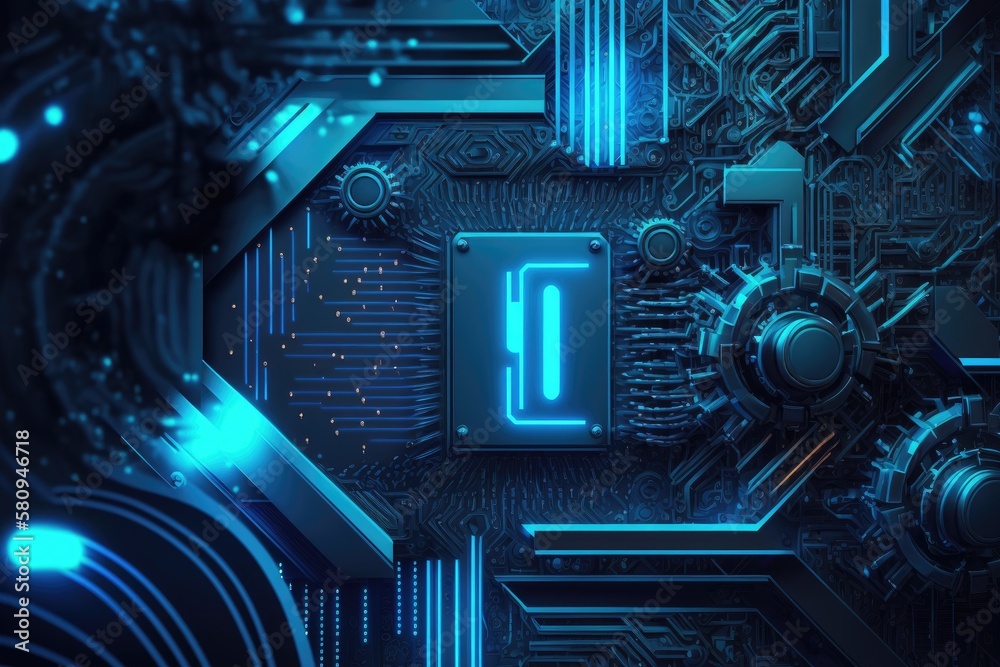 Futuristic Abstract Blue Technology 4K Background. Generative AI