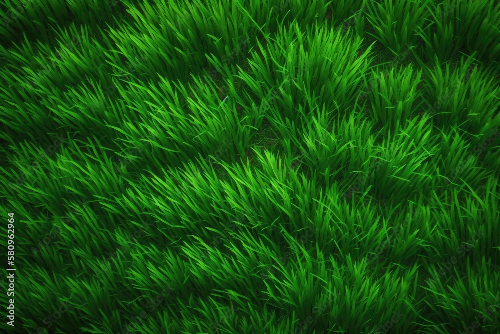 Background with green grass texture. top view picture. Generative AI