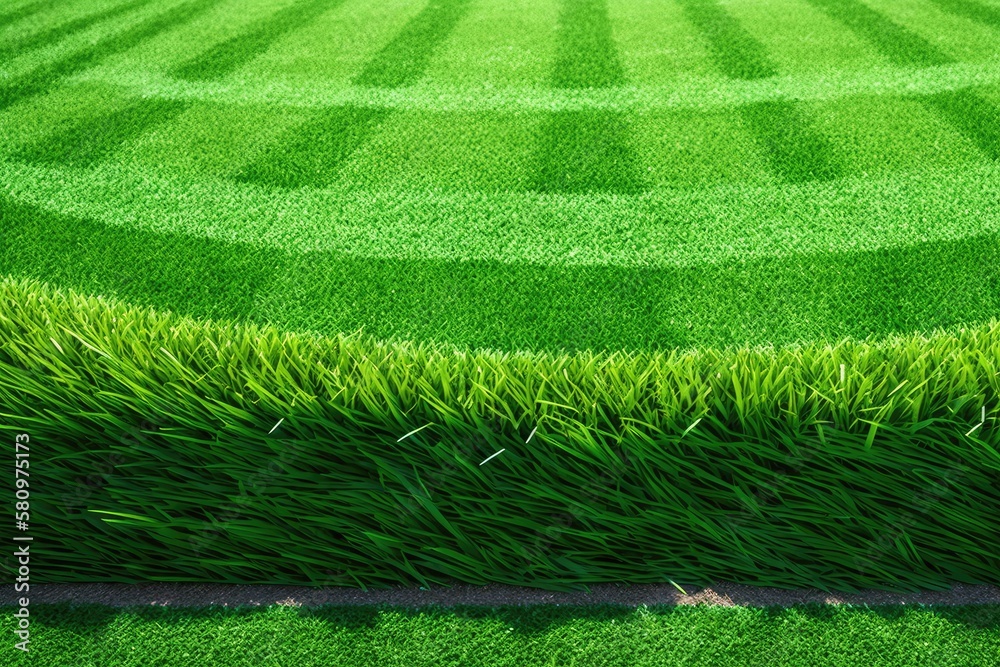 View of a grass garden with a background made of long, fresh green grass. Ideal idea for creating gr