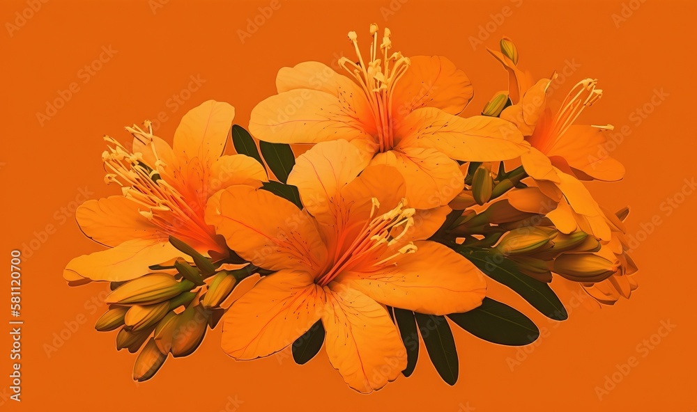  a bouquet of orange flowers on an orange background with space for text or image to be used as a po