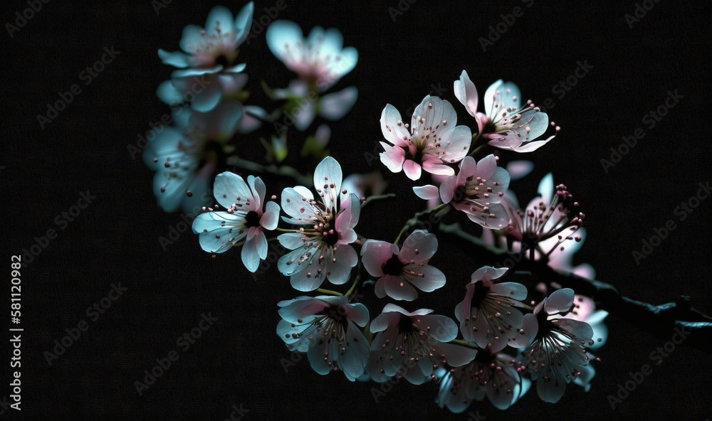  a close up of a bunch of flowers on a black background with water droplets on the petals of the flo