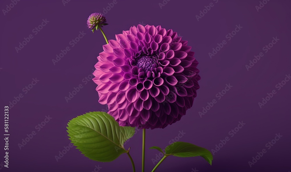  a purple flower with a green leaf on a purple background with a purple background and a purple back