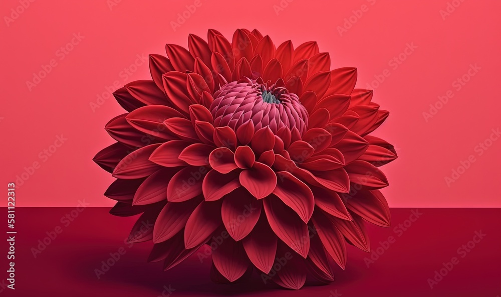  a large red flower on a pink background with a red background and a pink background with a red flow