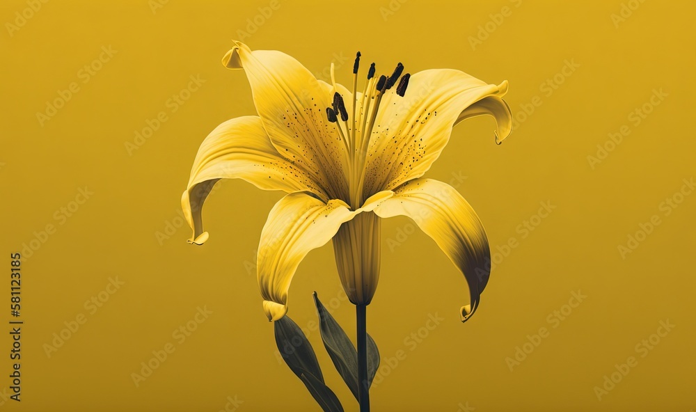  a yellow flower with a yellow background is in the foreground of the image, with a few black dots o