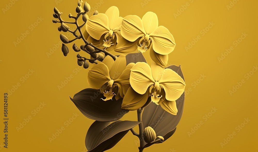  a bunch of flowers that are on a yellow background with a yellow background behind them is a pictur