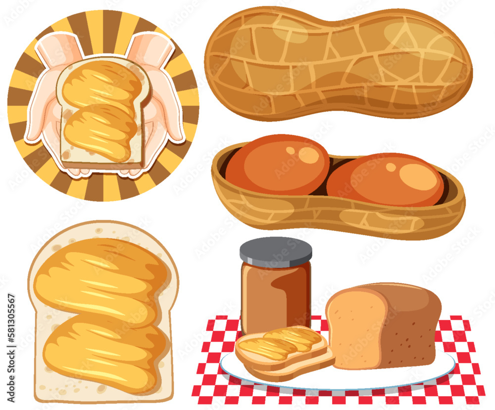 Peanut Butter Elements and Icons Set