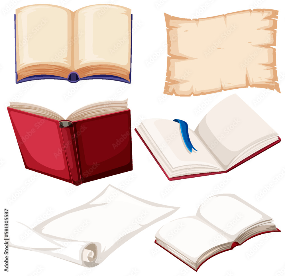 Set of book and paper