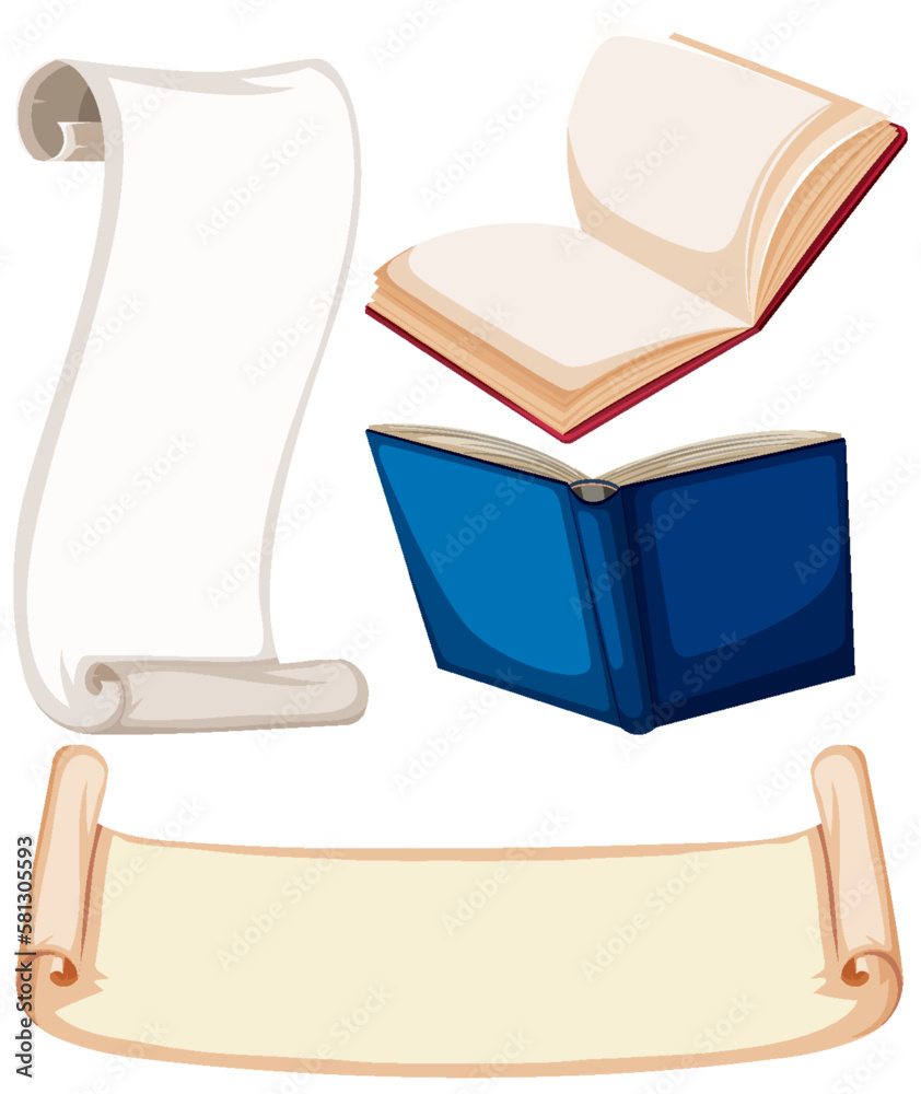 Set of book and paper