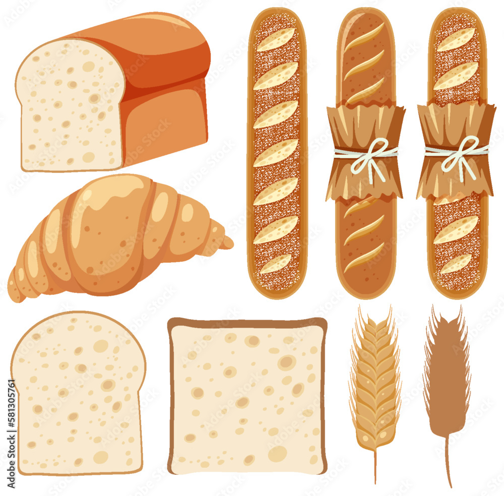 mix set of bread bakery