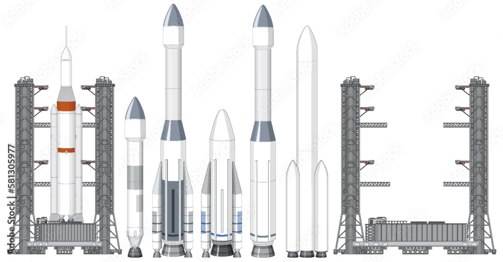 Set of Spacecraft Rockets