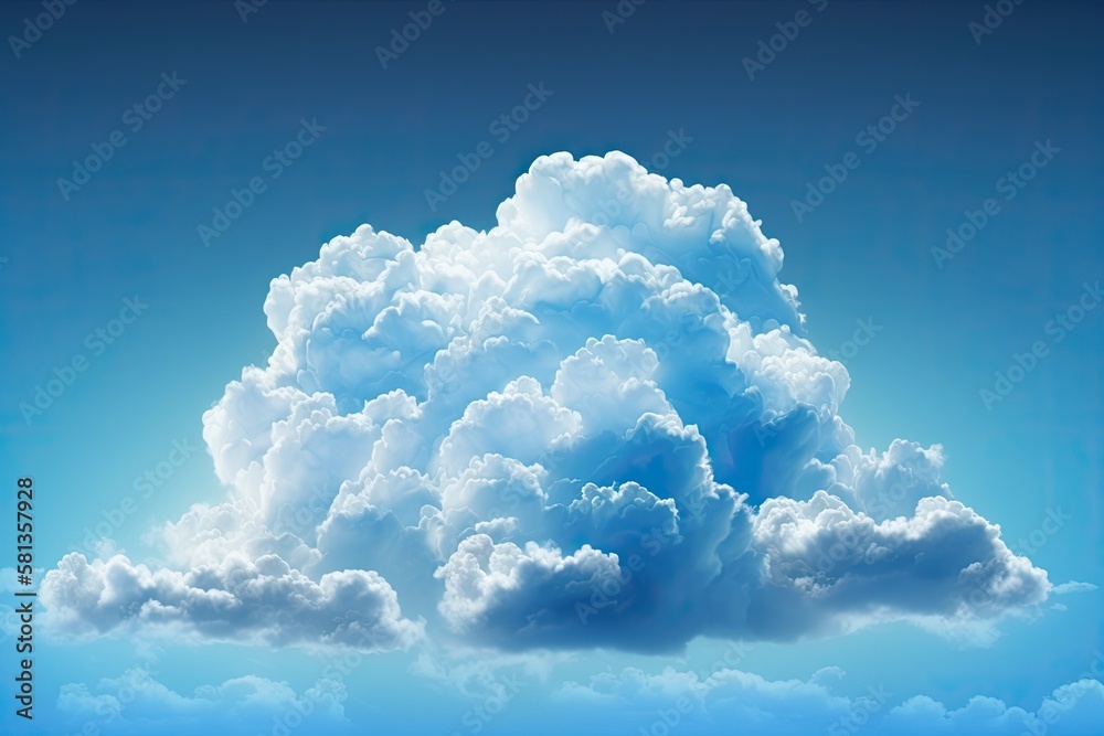 Fantastic soft white clouds against blue sky and copy space. Generative AI