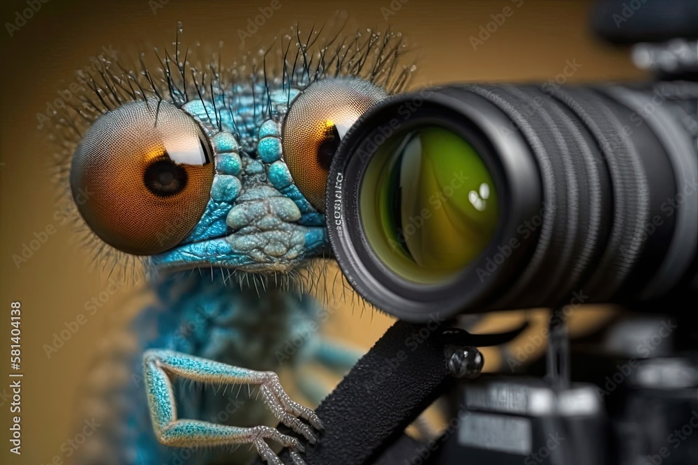 photographing a damselfly up close. Generative AI