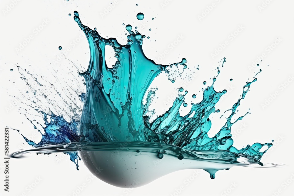 splash of water, isolated on a white background, splash of water. Generative AI