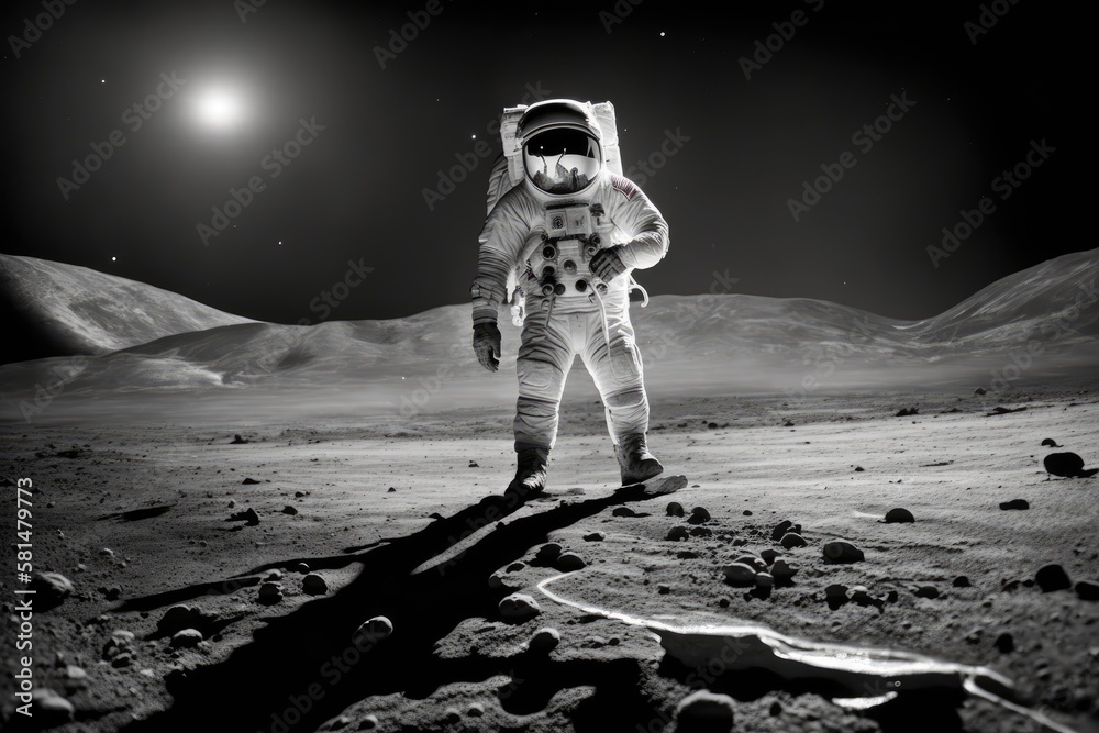 NASA provided portions of this image of an astronaut on the moon. Generative AI