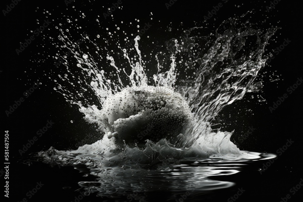 lone water splash on a dark background. Generative AI