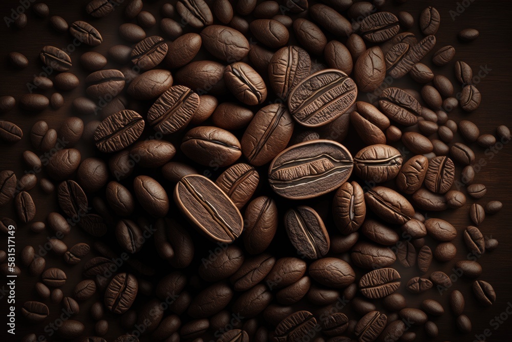 Roasted coffee beans texture. Generative AI