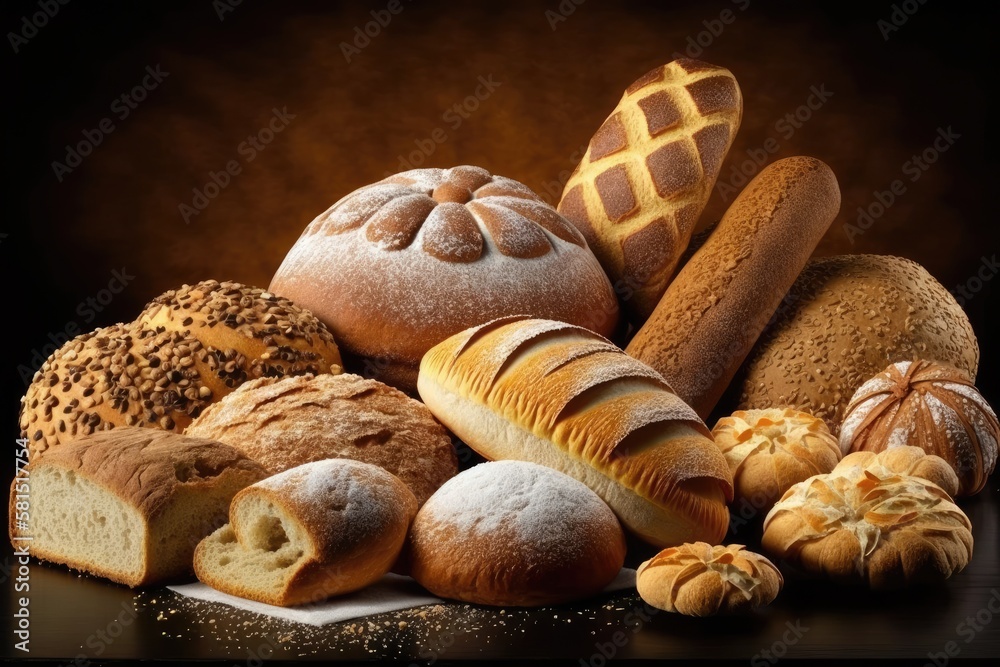 assortment of fresh bread. Generative AI