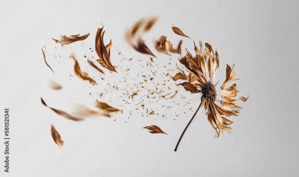  a dandelion with lots of seeds flying in the air with its seeds in the air and its seeds in the a