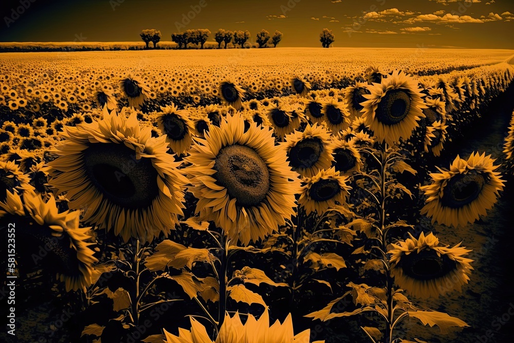 Sunflower field. Generative AI