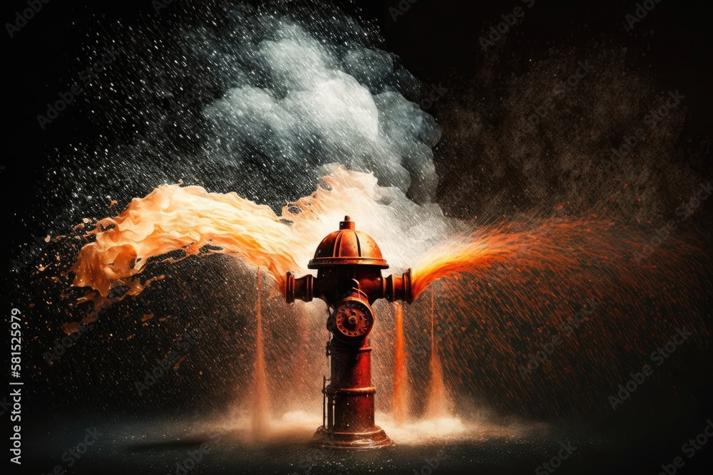 image of fire sprinkler. Fire Sprinkler spraying. Generative AI