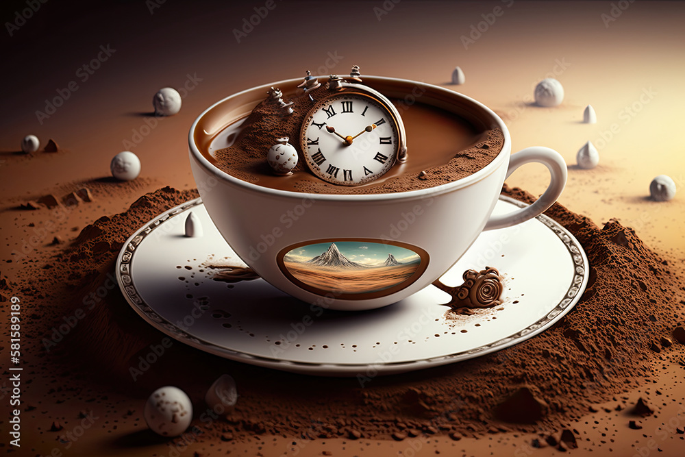 time to drink coffee concept. Illustration AI Generative