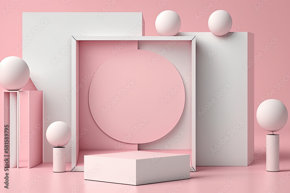 Minimal background mockup with podium for product display. Illustration AI Generative